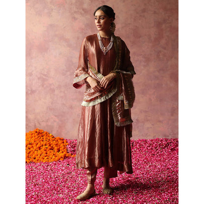 Begum Pret Zaahra Rose Gold Kurta (Set of 3)