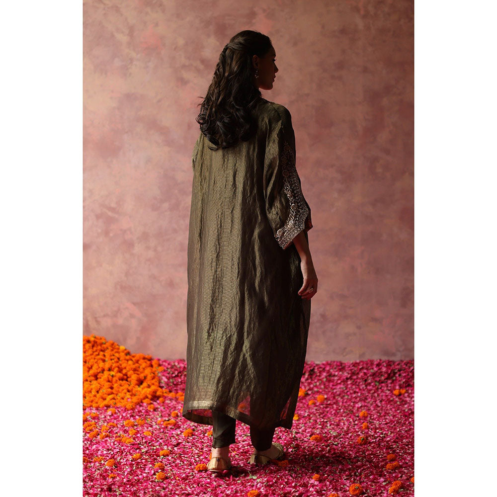 Begum Pret Heer Olive Phiran Kurta (Set of 3)