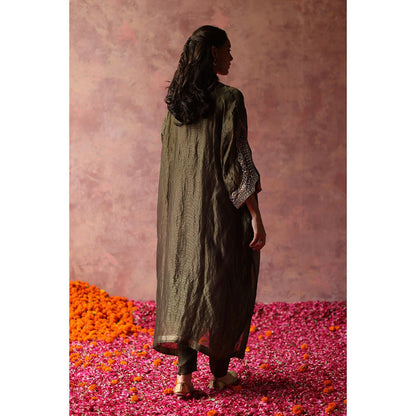 Begum Pret Heer Olive Phiran Kurta (Set of 3)