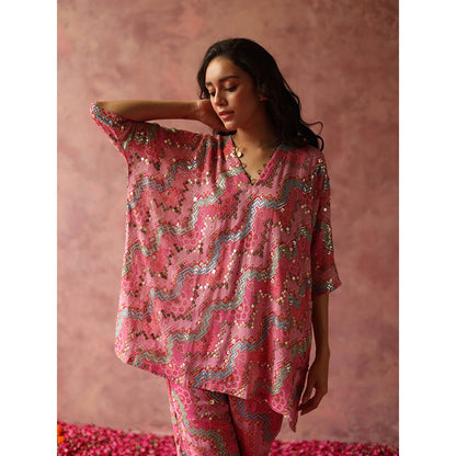 Begum Pret Maiyra Pink Kaftan (Set of 3)