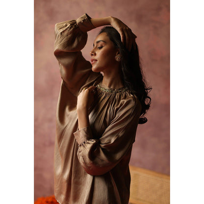 Begum Pret Ishaaira Bronze Co-Ord (Set of 2)