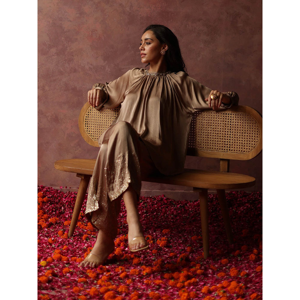 Begum Pret Ishaaira Bronze Co-Ord (Set of 2)