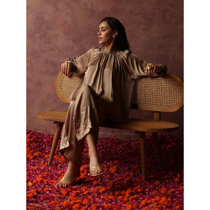 Begum Pret Ishaaira Bronze Co-Ord (Set of 2)