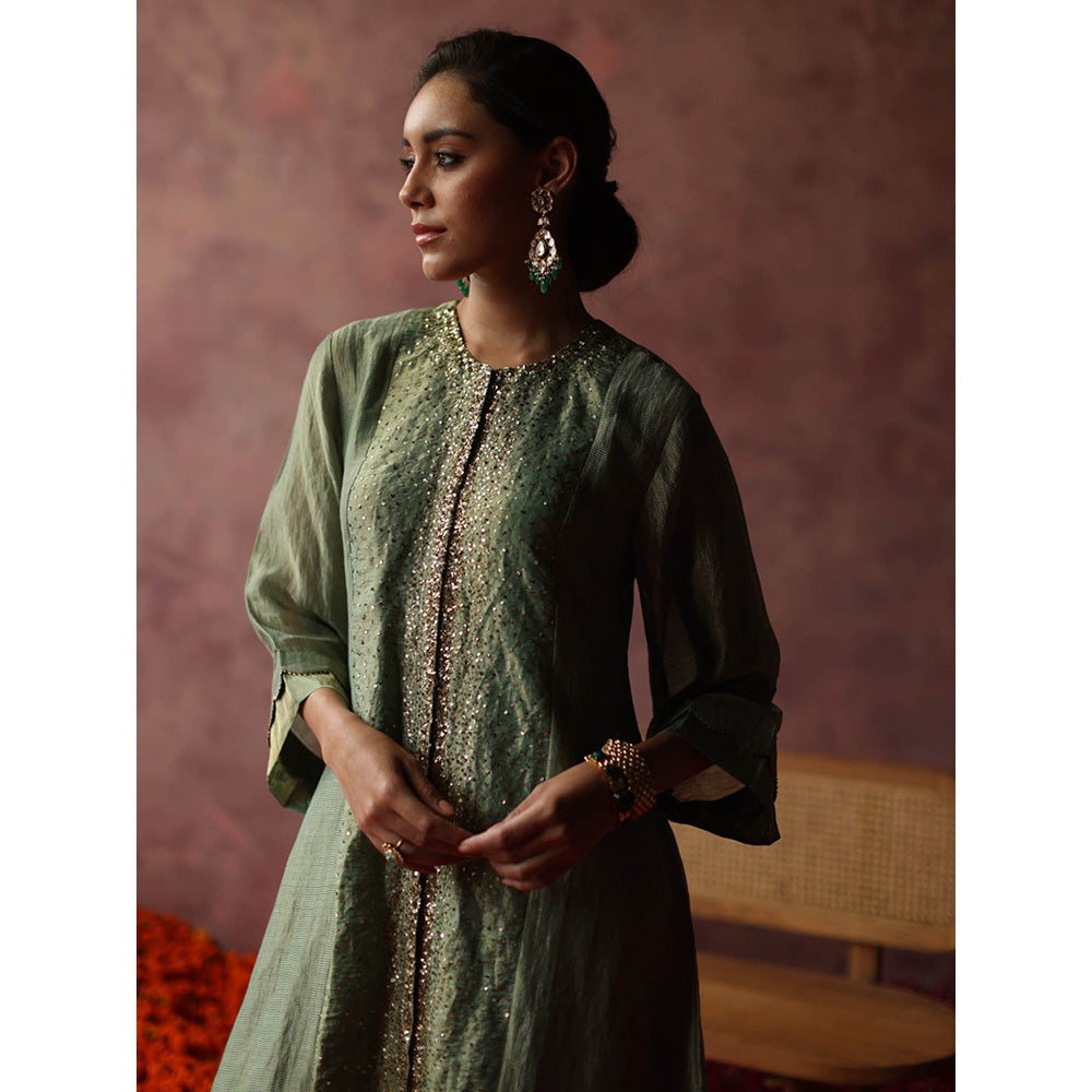 Begum Pret Paakizah Green Kurta (Set of 4)