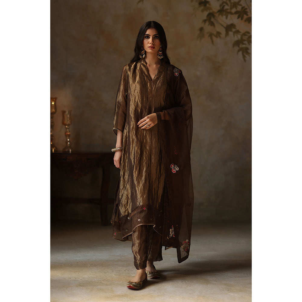 Begum Pret Ayat Gold Kurta with Pant and Dupatta (Set of 3)