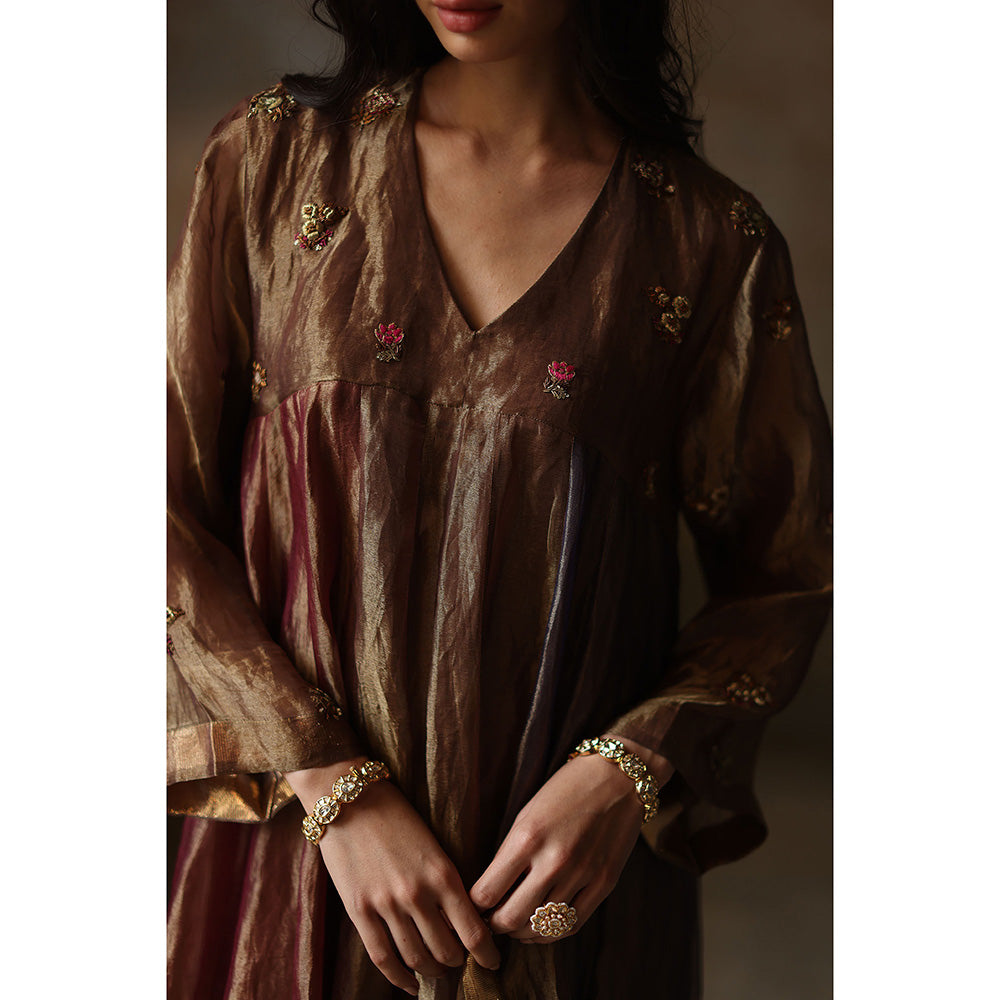 Begum Pret Saanjh Multi-Color Anarkali Kurta with Pant and Dupatta (Set of 3)