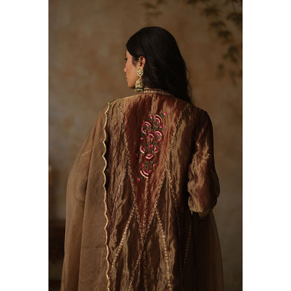 Begum Pret ASMA Gold Kurta with Pant & Dupatta (Set of 3)