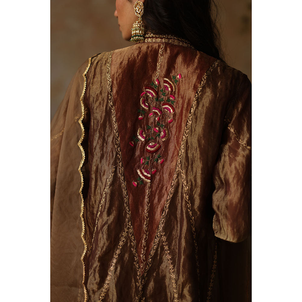 Begum Pret ASMA Gold Kurta with Pant & Dupatta (Set of 3)