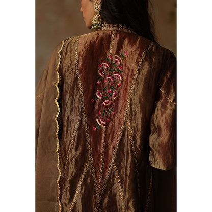 Begum Pret ASMA Gold Kurta with Pant & Dupatta (Set of 3)