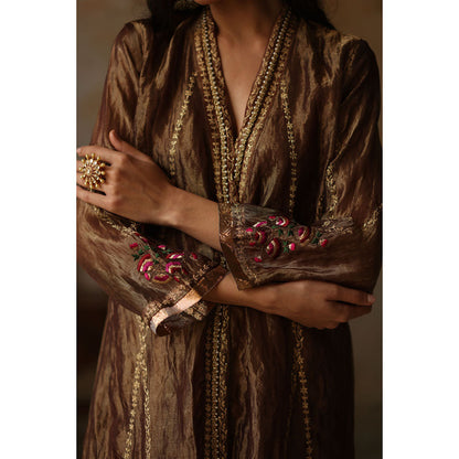 Begum Pret ASMA Gold Kurta with Pant & Dupatta (Set of 3)