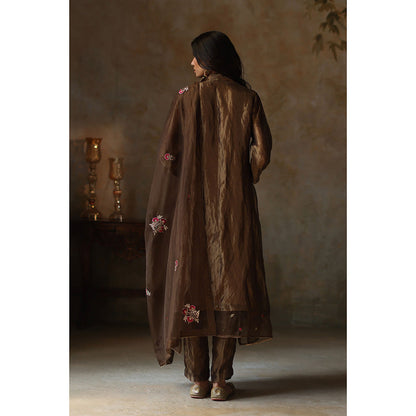 Begum Pret AYAT Gold Kurta with Pant & Dupatta (Set of 3)