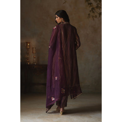 Begum Pret AYAT Purple Kurta with Pant & Dupatta (Set of 3)