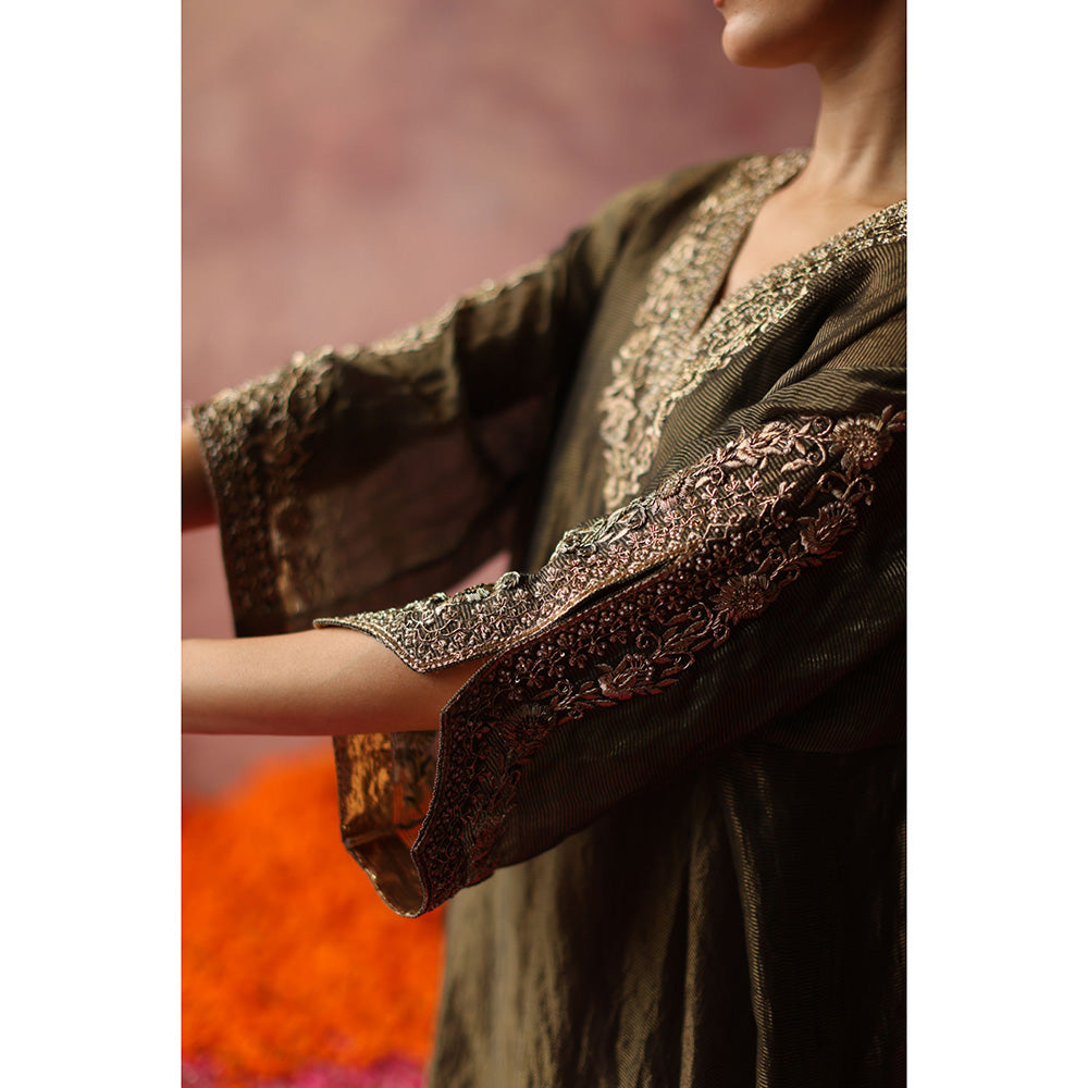 Begum Pret HEER Phiran Olive Kurta with Pant (Set of 2)