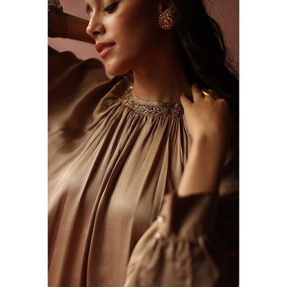 Begum Pret ISHAAIRA Gold Embellished Top & Palazzo (Set of 2)