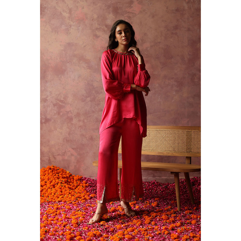 Begum Pret ISHAAIRA Pink Embellished Palazzo (Set of 2)