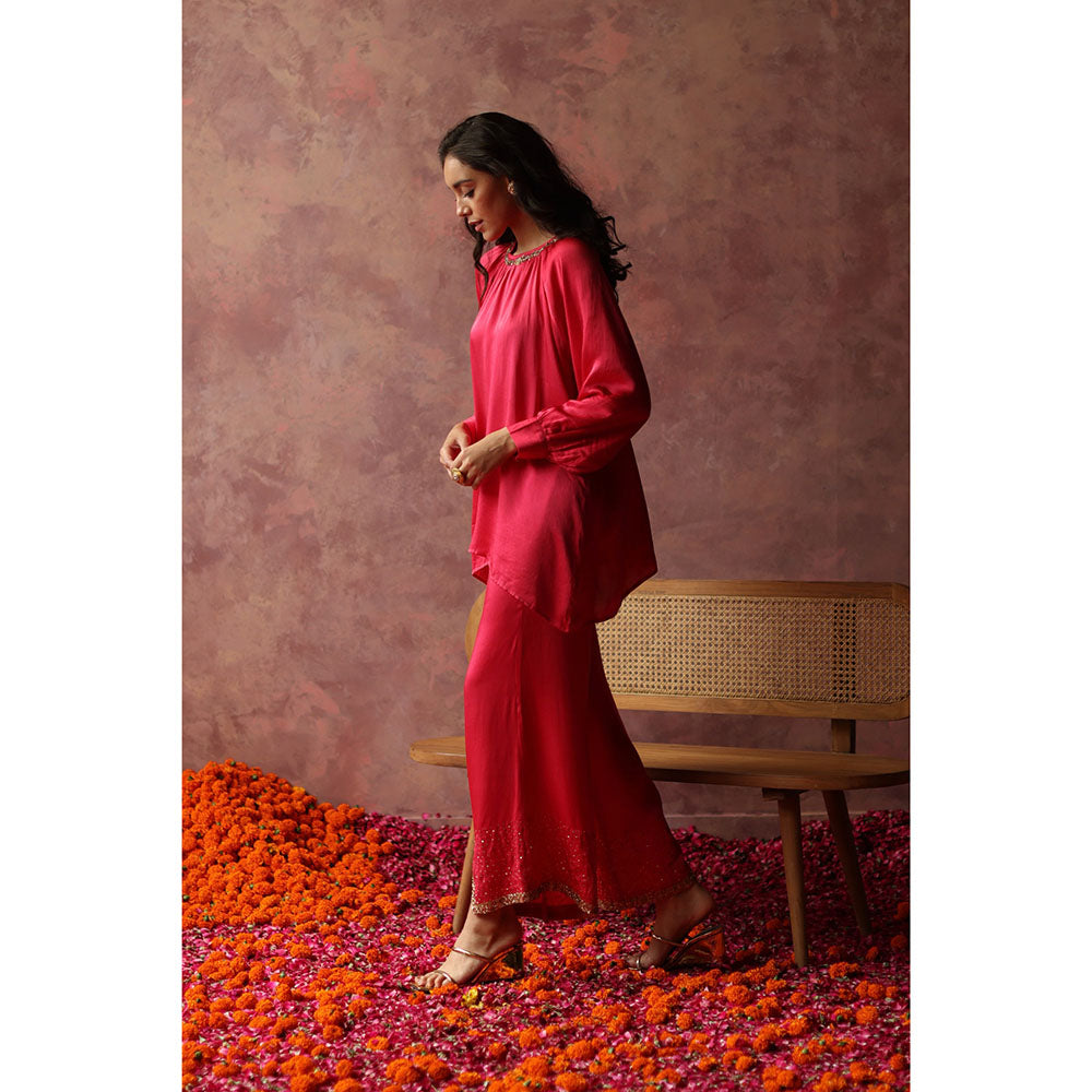 Begum Pret ISHAAIRA Pink Embellished Palazzo (Set of 2)