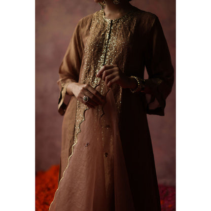 Begum Pret PAAKIZAH Gold Kurta with Pant & Dupatta (Set of 3)