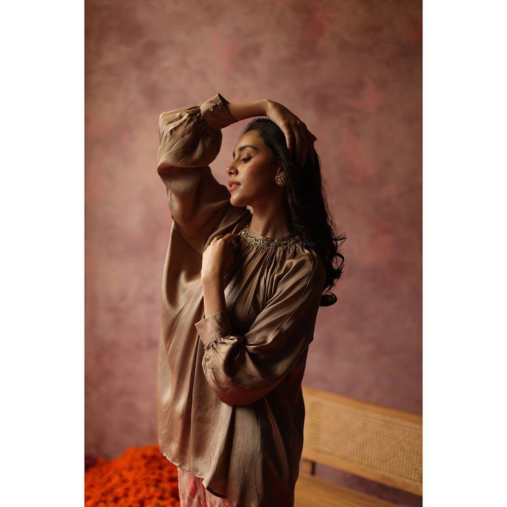 Begum Pret RENE Gold Top with Palazzo (Set of 2)