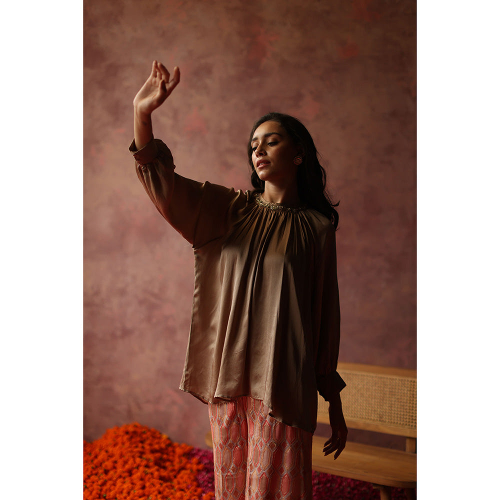 Begum Pret RENE Gold Top with Palazzo (Set of 2)