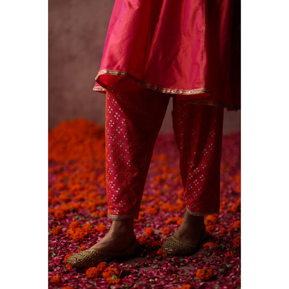 Begum Pret RUMI Pink Kurta with Pant & Orange Dupatta (Set of 3)