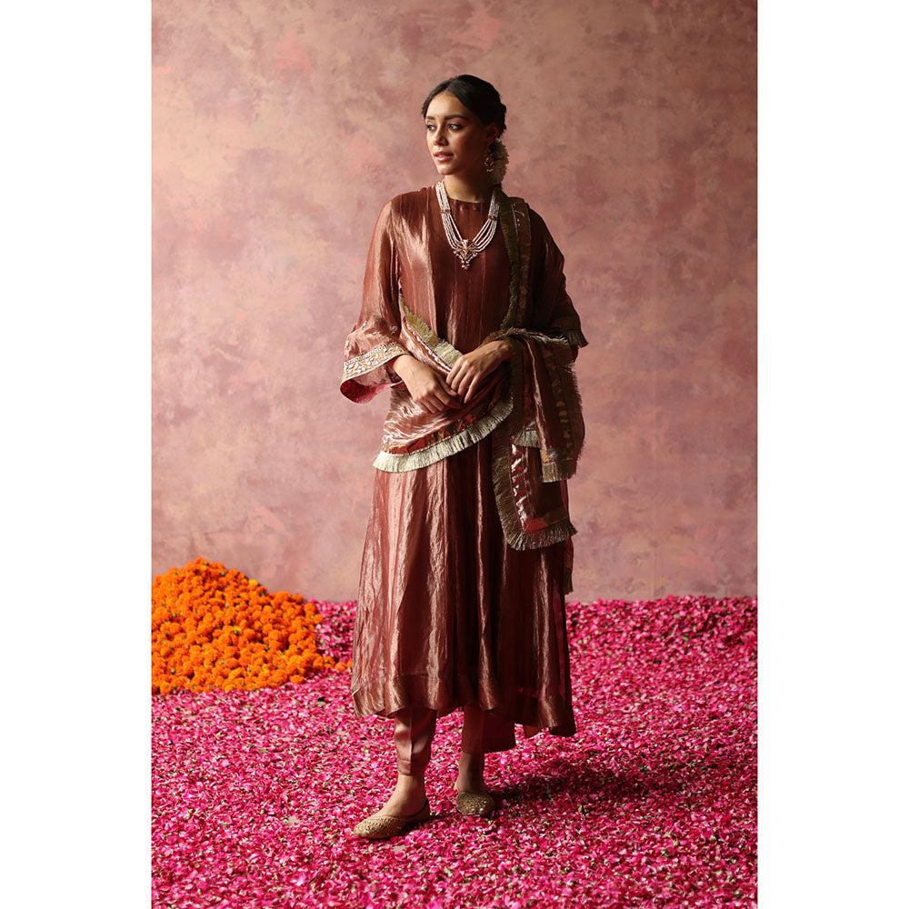 Begum Pret ZAAHRA Rose Gold Kurta with Pant & Dupatta (Set of 3)