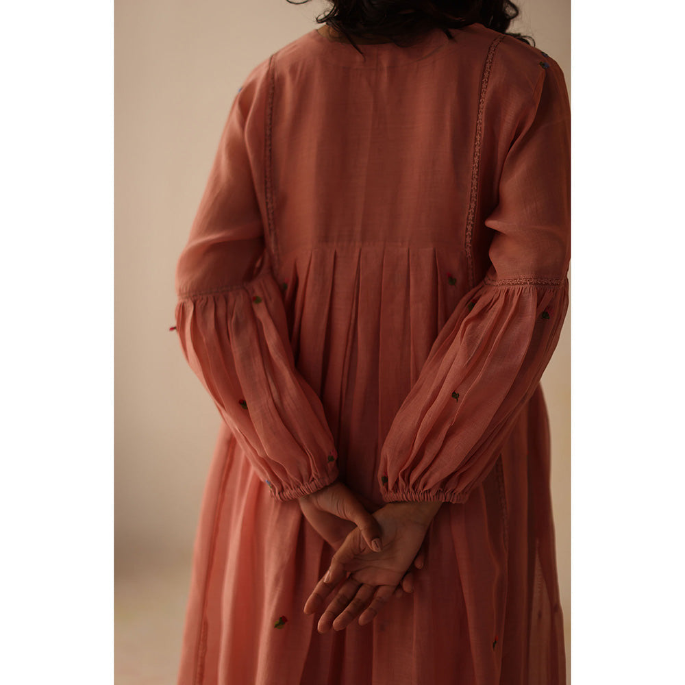 Begum Pret Pink Chinaar Dress with Slip (Set of 2)