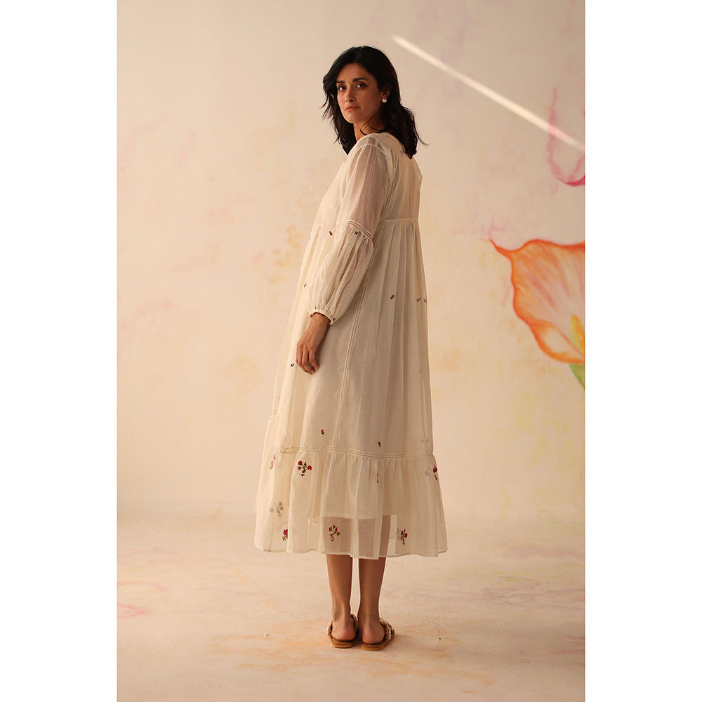 Begum Pret White Chinaar Dress with Slip (Set of 2)