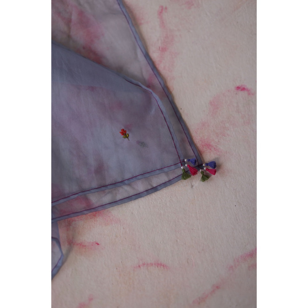 Begum Pret Blue Amaltas Kurta with Pant with slip and Dupatta (Set of 4)