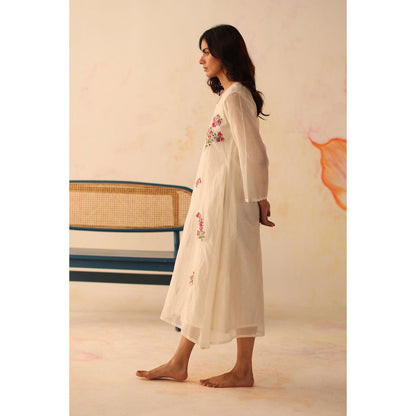 Begum Pret White Fariha Dress with Slip (Set of 2)