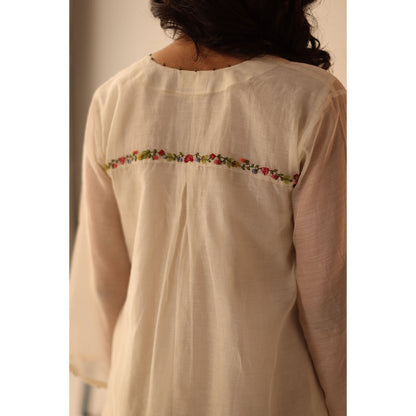 Begum Pret White Fariha Dress with Slip (Set of 2)
