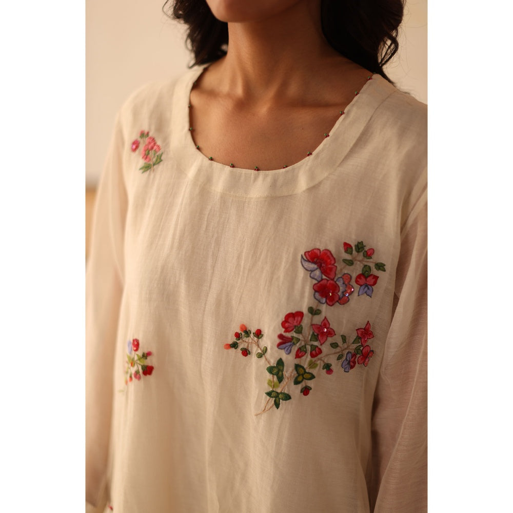 Begum Pret White Fariha Dress with Slip (Set of 2)