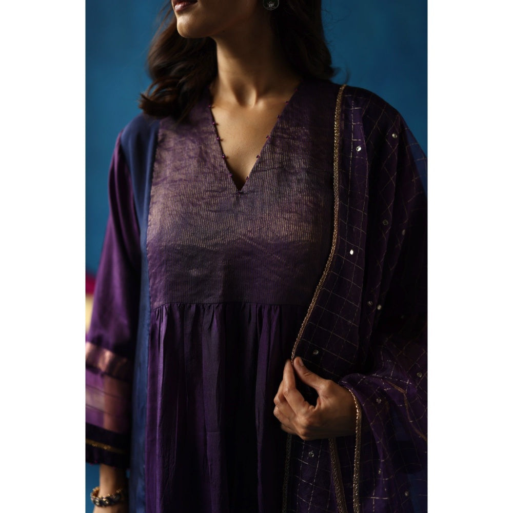 Begum Pret Jamun Purple Kurta & Pant with Dupatta (Set of 3)