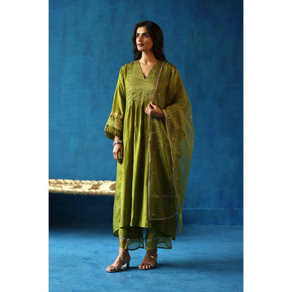 Begum Pret Jamun Green Kurta & Pant with Dupatta (Set of 3)
