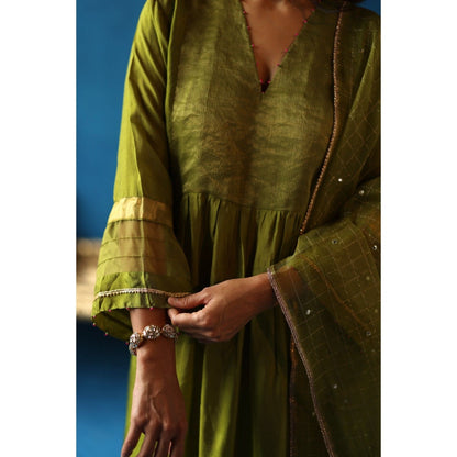 Begum Pret Jamun Green Kurta & Pant with Dupatta (Set of 3)