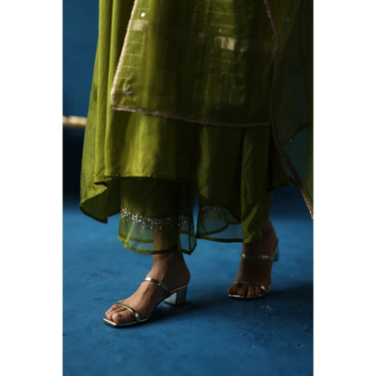 Begum Pret Jamun Green Kurta & Pant with Dupatta (Set of 3)