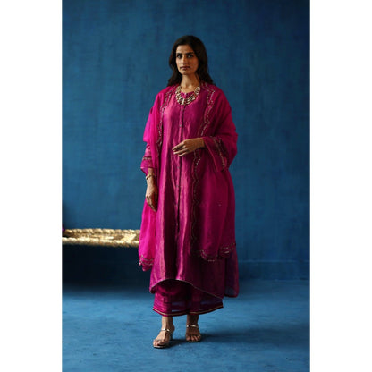 Begum Pret Pink Kala Khatta Kurta & Pant with Dupatta (Set of 3)