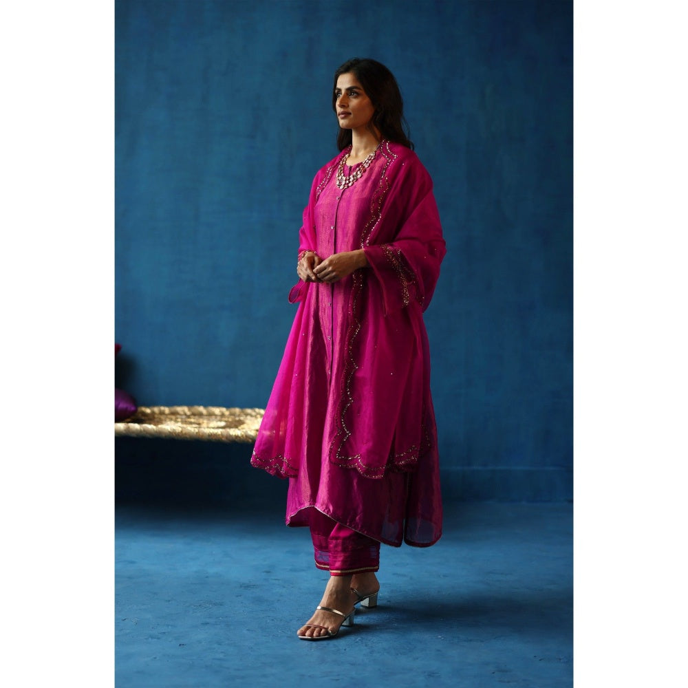 Begum Pret Pink Kala Khatta Kurta & Pant with Dupatta (Set of 3)