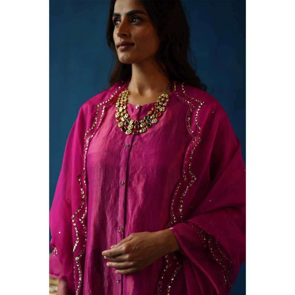 Begum Pret Pink Kala Khatta Kurta & Pant with Dupatta (Set of 3)