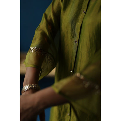 Begum Pret Green Kala Khatta Kurta & Pant with Dupatta (Set of 3)