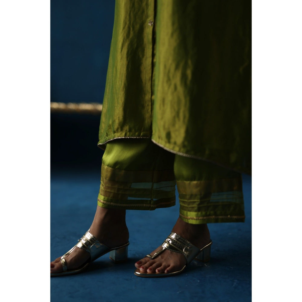 Begum Pret Green Kala Khatta Kurta & Pant with Dupatta (Set of 3)