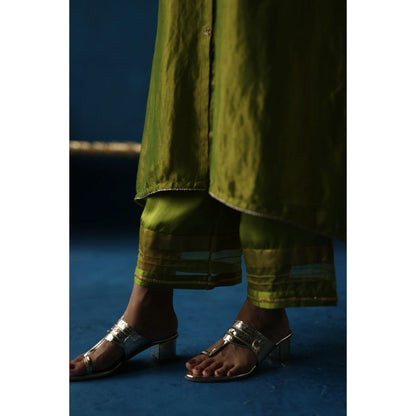 Begum Pret Green Kala Khatta Kurta & Pant with Dupatta (Set of 3)