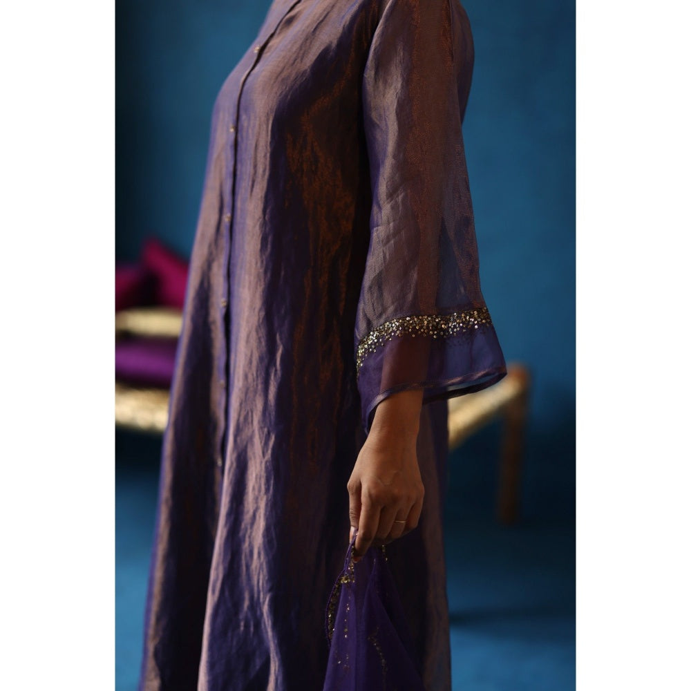 Begum Pret Purple Kala Khatta Kurta & Pant with Dupatta (Set of 3)