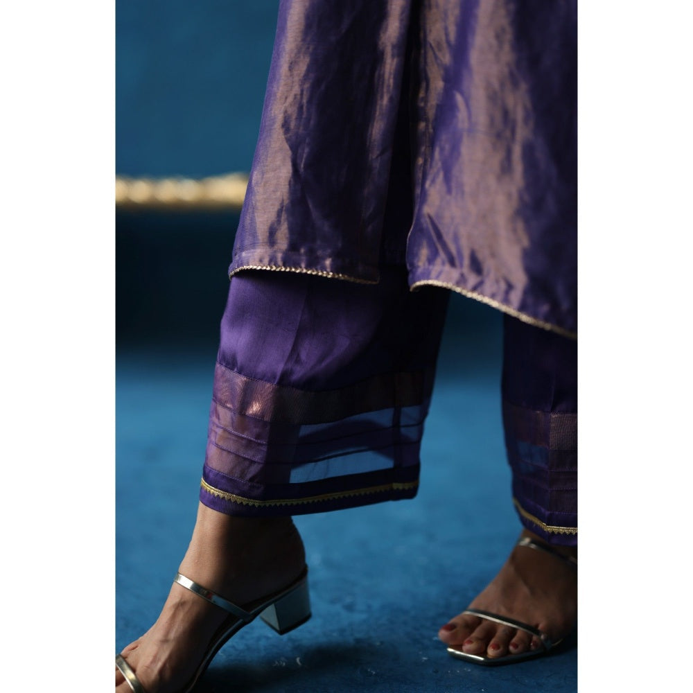 Begum Pret Purple Kala Khatta Kurta & Pant with Dupatta (Set of 3)