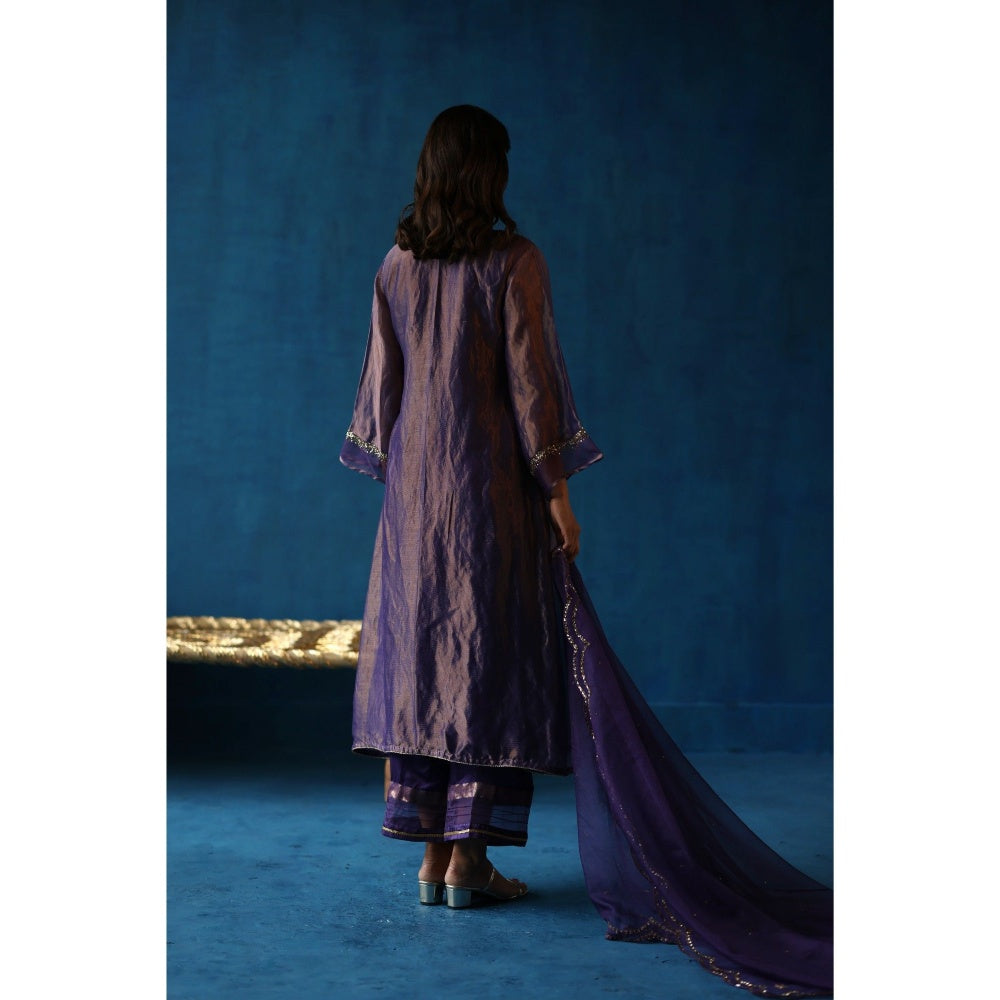 Begum Pret Purple Kala Khatta Kurta & Pant with Dupatta (Set of 3)