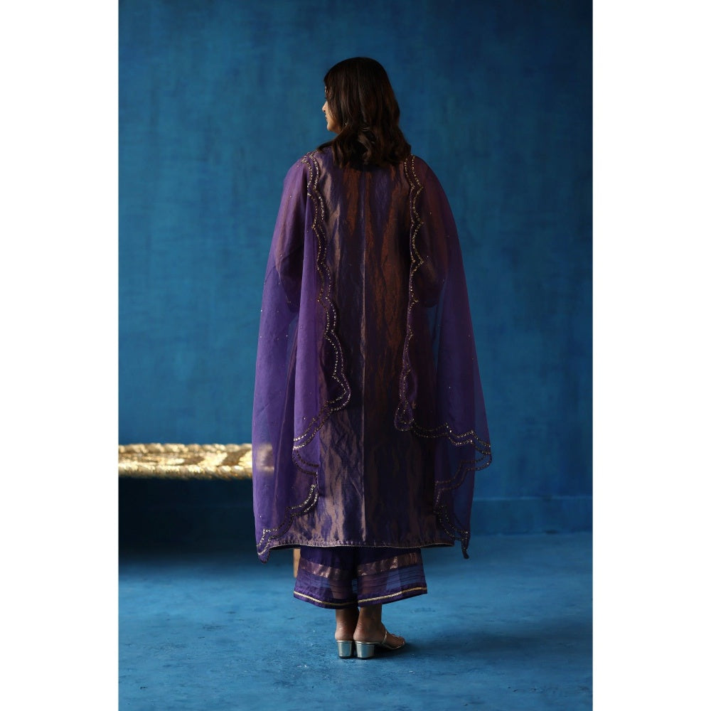 Begum Pret Purple Kala Khatta Kurta & Pant with Dupatta (Set of 3)