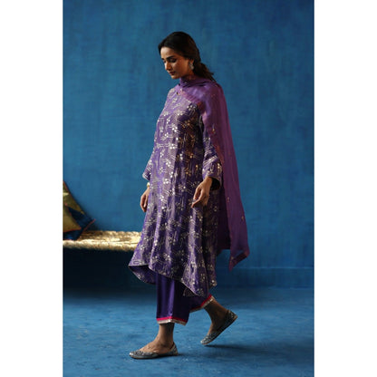 Begum Pret Purple Aam Panna Kurta & Pant with Dupatta (Set of 3)