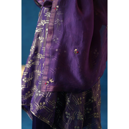 Begum Pret Purple Aam Panna Kurta & Pant with Dupatta (Set of 3)