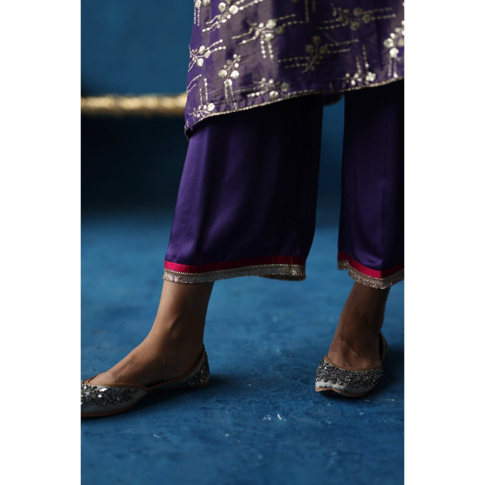 Begum Pret Purple Aam Panna Kurta & Pant with Dupatta (Set of 3)