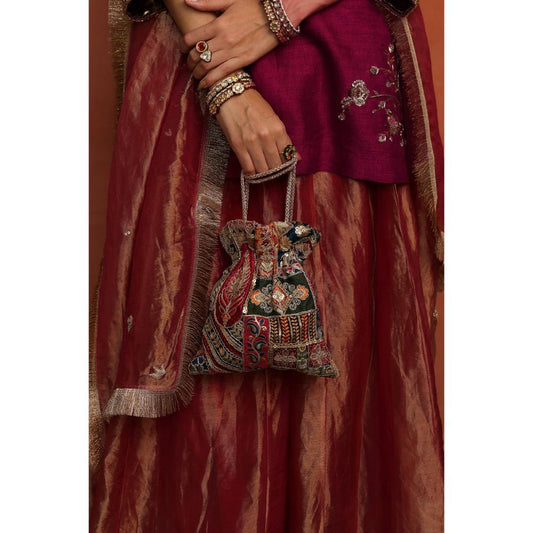 Begum Pret Olive Siyal Potli Bag