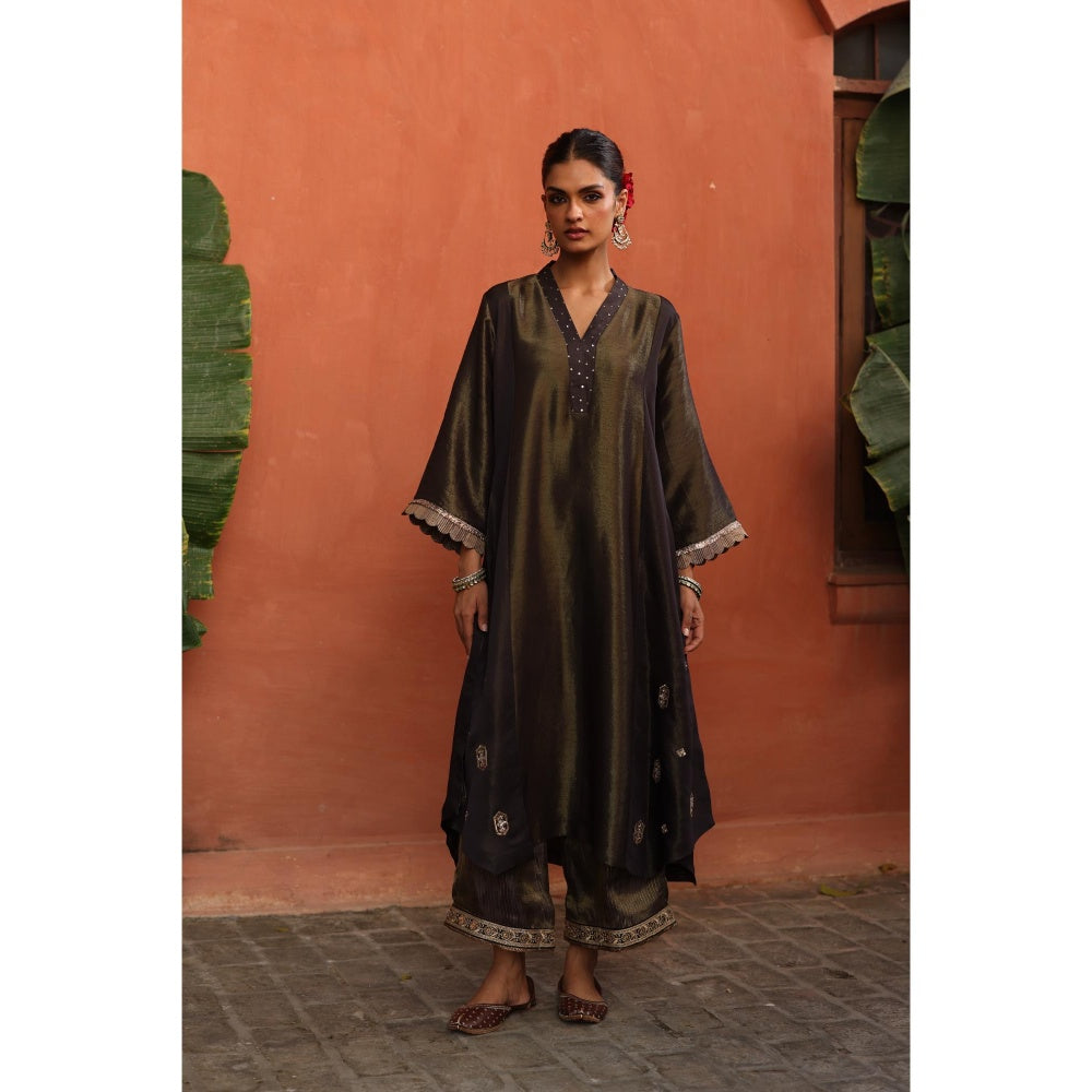 Begum Pret Purple Tara Kurta with Pant and Dupatta (Set of 3)